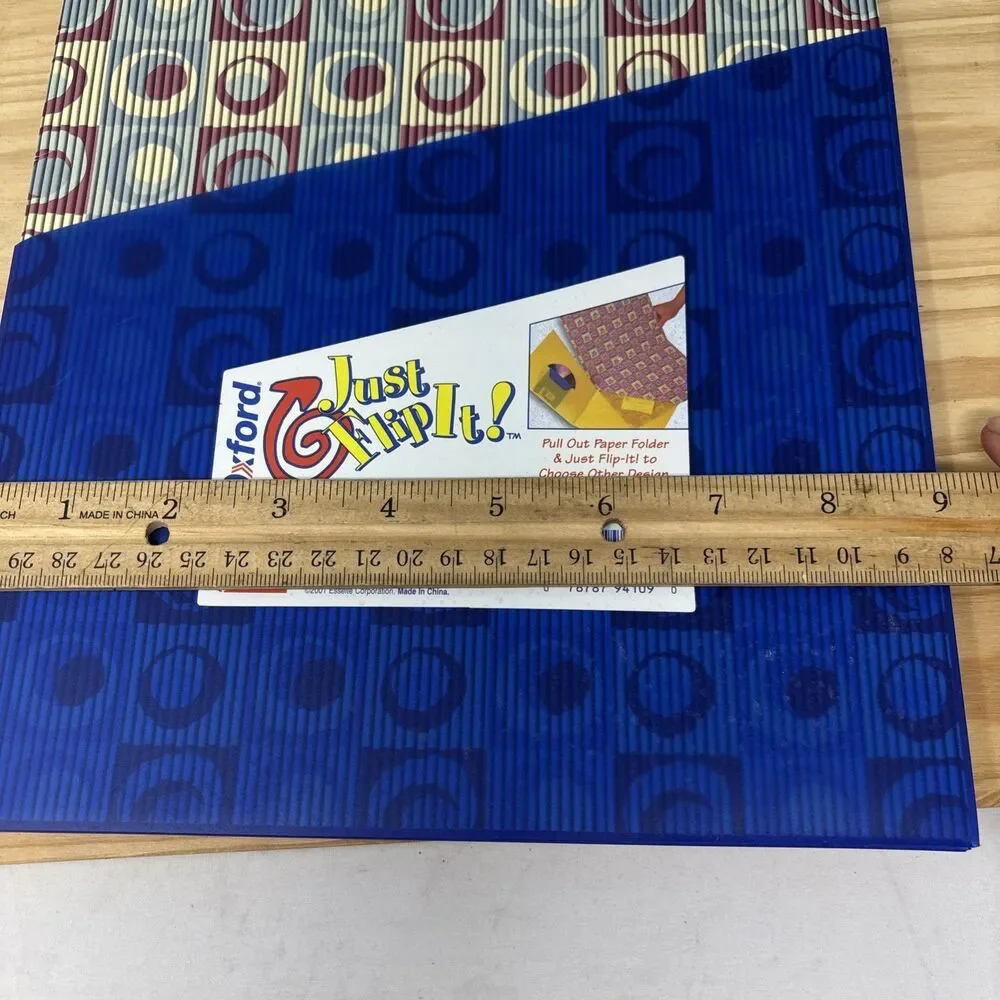Y2K 2001 Oxford Just Flip It Folder Blue & Pink Retro School Supplies NOS Lot 2